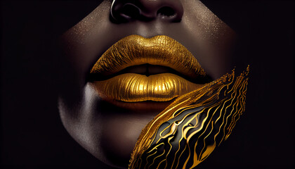 Detail on female lips. Generate Ai