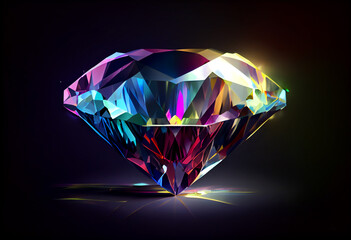 colorful of diamond isolated on dark background. Generate Ai.