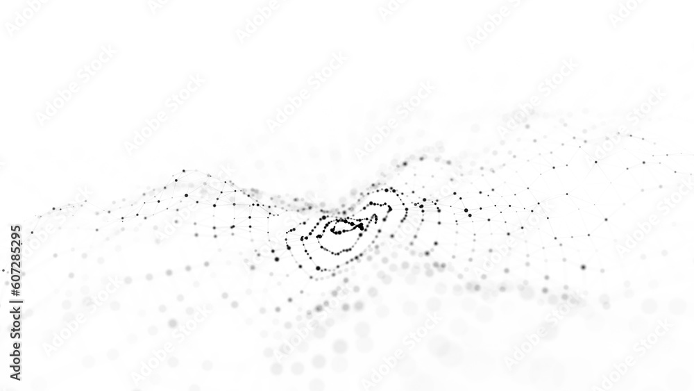 Poster 3d digital circular dynamic wave on blue background. technology smart wave. seamless flow digital st