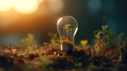 ai, bulb, electricity, electric, light, lamp, green, nature, energy, renewable, environment, tree, grass, mountain, technology, conservation, economy, success, future, symbol, clean, efficiency, elect