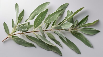 resh twig of sage with several leaves Generative AI
