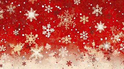 Obraz na płótnie Canvas Soft lights and snowflakes on christmas red background. Generative AI