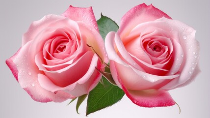 two beautiful pink rose flowers in full bloom Generative AI