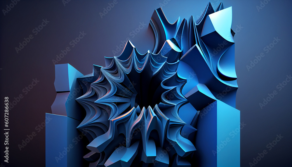 Canvas Prints modern abstract 3d blue background. generate ai.
