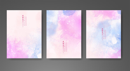 Cards with watercolor background. Design for your cover, date, postcard, banner, logo.