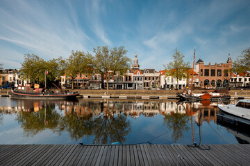 West side of the Old Harbor in Vlaardingen on a spring morning, Westhavenkade