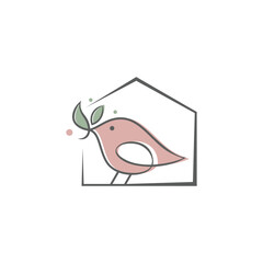 Bird House Animal Creative Logo Design Vector