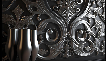Steel room wallpaper with traditional Indian carvings ,generative ai