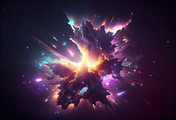 Obraz na płótnie Canvas Creative abstract Particles background. Space nebula start burst. Generate Ai.