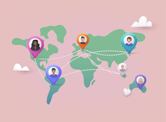 Social Media Communication Internet Network Connection. 3D Web Vector Illustrations.