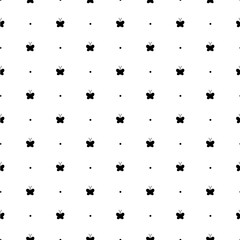 Butterfly seamless pattern. Repeating cute butterflys background. Repeated modern flowers design for prints. Sample texture black and white silhouette insect. Repeat simple swatch. Vector illustration