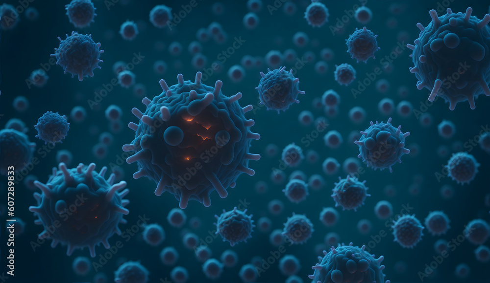 Poster virus molecules floating in the air from generative ai