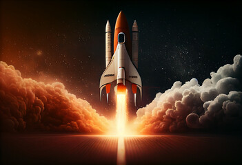 Startup of rocket to space and copy space for start up business and advertise. Generate Ai
