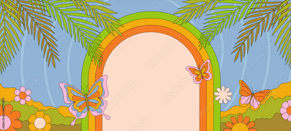 Aufkleber vector horizontal banner with copy space for text - design elements and shapes for abstract backgrou