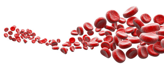 Blood cells wave on white, 3D illustration with transparent background