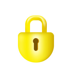 3D Cartoon Padlock Golden Color Vector Game Resource