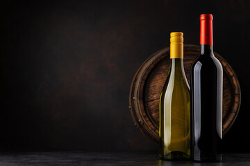 Fototapeta na wymiar White and red wine bottles