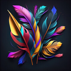 3d colorful feathers for carnival composition .Generate Ai.