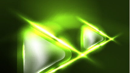 Digital Neon Abstract Background, Triangles And Lights Geometric Design Template