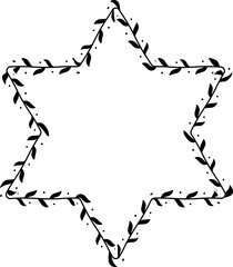 Hexagram shape Flower frame wreath vector border floral photo frame romantic Botanical Branches decoration wedding anniversary birthday new year newborn mother Christmas valentine winner award