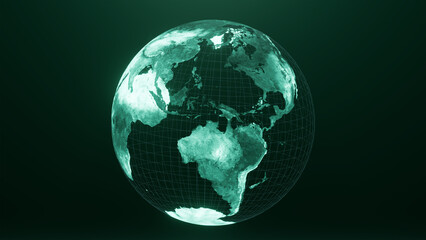 3D render of indonesia and australia globe map, Technology and Futuristic blue green line glowing Earth Background