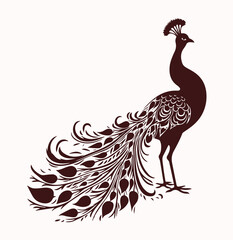 Fototapeta premium Peacock silhouette logo design. Abstract and religion related.