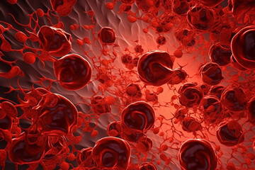 Erythrocytes forming a swirling vortex, medicine, blood,  Generative AI
