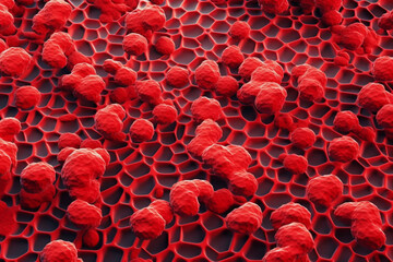 Erythrocytes forming a pattern resembling a maze, blood, medicine Generative AI