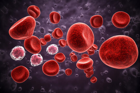 Erythrocytes in various stages of development, medicine, blood, Generative AI