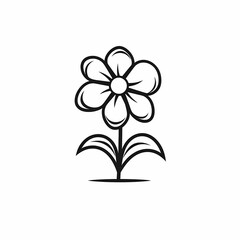 Flower Logo Cartoon Black Outline Illustration