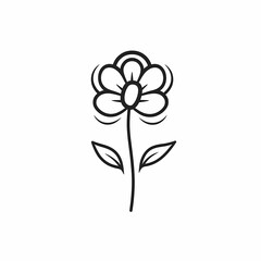 Flower Logo Cartoon Black Outline Illustration