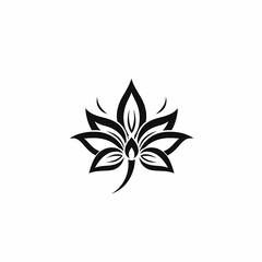 Flower Logo Cartoon Black Outline Illustration