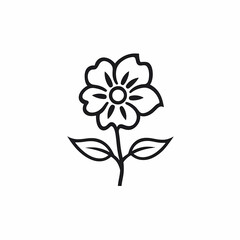 Flower Logo Cartoon Black Outline Illustration