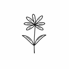 Fototapeta na wymiar Flower With Stem Black Line Art Illustration