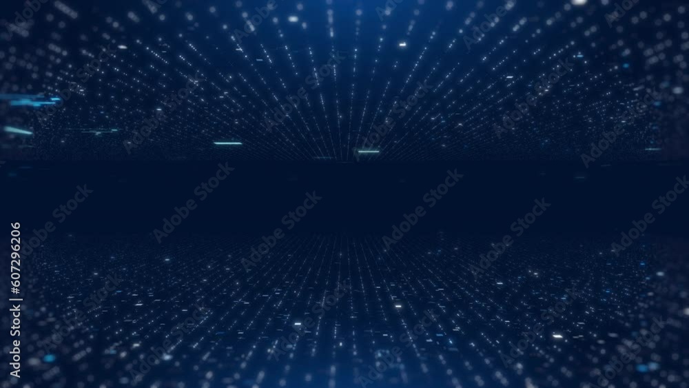 Poster data center binary code running, big data for business, dark blue digital concept