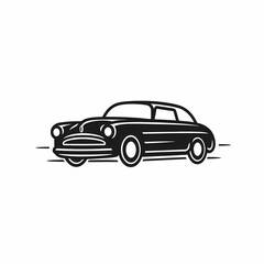 Obraz na płótnie Canvas Classic Car Simple Black And White Icon Illustration
