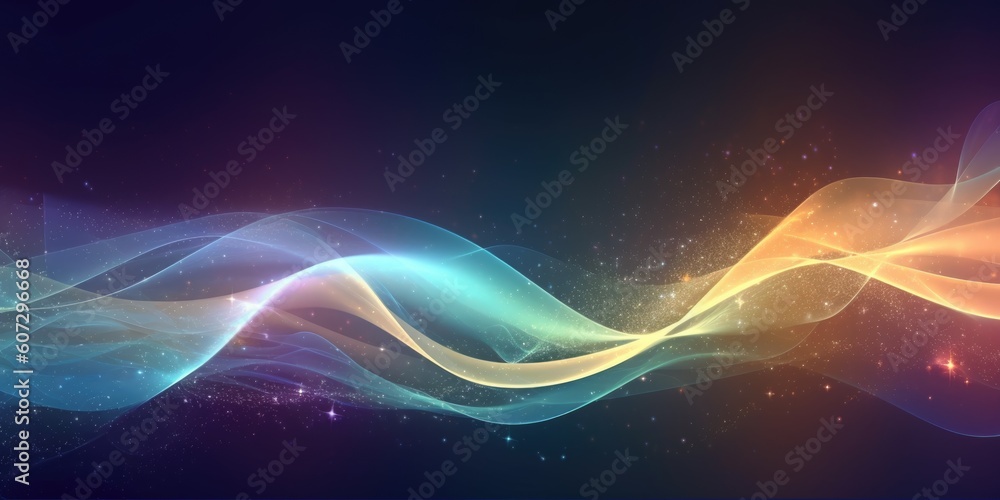Poster wavy abstract shapes with glittering effect. generative ai aig21.