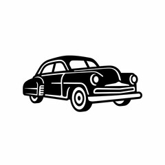 Obraz na płótnie Canvas Old Car Simple Black Line Icon Illustration