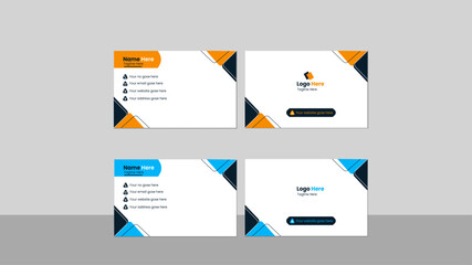 
Set of modern, creative business  card design with yellow and dark black color print templates. Personal visiting card with company logo. Double-sided business card template. Landscape orientation.