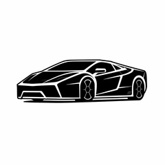 Simple Black Line Super Car Icon Illustration