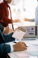Group of diverse business people discussing a project in a meeting for analysis graph company financial.