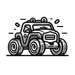 Simple Black Line Monster Car Icon Illustration