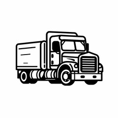 Simple Black Line Truck Icon Illustration