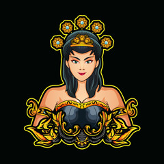 java girl with crown illustration