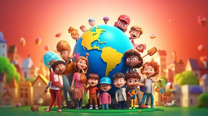 international day of friendship cartoon 3d july 30th Generative AI