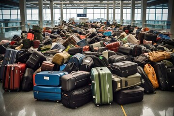 Image of big mass with baggage at the airport