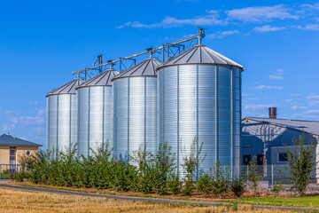 Fototapeta na wymiar field in harvest with silo