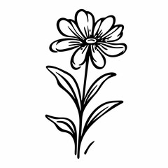 Wild Flowers Thick Outline Illustration