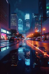 Traffic at night Houston, USA, Travel, Poster