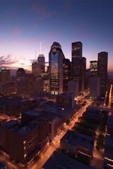City skyline at night Houston, USA, Travel, Poster